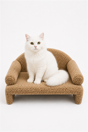 Reyo Pet Peluş Kedi Koltuğu, Kedi Kanepesi, Kedi Yatağı, Evcil Hayvan Dinlenme Koltuğu, Rahat Kedi Sofa Yatağı, 45x33x25 cm Kahve