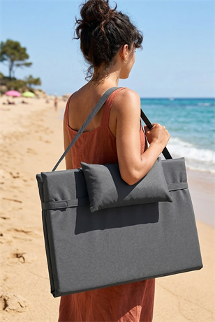 Bysay Taşınabilir Katlanır Plaj Havuz Minderi, Şezlong Minderi Kamp Yatağı Antrasit