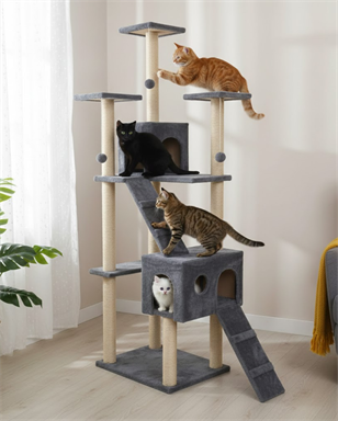 Reyo Pet Residence Kedi Tırmalama Evi Antrasit