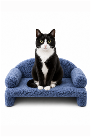 Reyo Pet Peluş Kedi Oturma Koltuğu Kedi Yatağı Lacivert