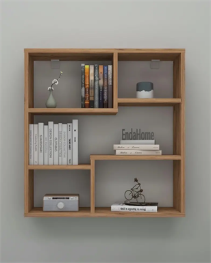 Enda Home Myra09 5 Bölmeli Modern Duvar Rafı, Mutfak Rafı Atlantik Çam