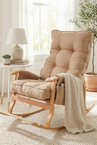 Reyo Santorini Kapitoneli Tv Koltuğu Baba Koltuğu Sallanan Sandalye Emzirme Koltuğu Dinlenme Koltuğu Bej