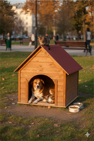Reyo Pet Suya Soğuğa Dayanıklı Lüks Büyük Boy Ahşap Köpek Kulubesi Sokak Köpek Evi Kırmızı Çatılı 100x100x78 cm Ceviz
