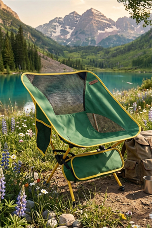 Madfox FoldMesh Mini Kompakt Katlanır Kamp Sandalyesi, Piknik Sandalyesi Yeşil