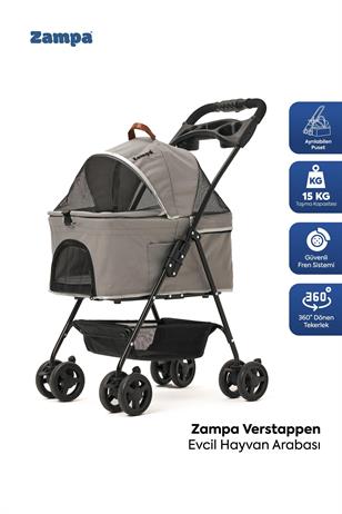 Zampa Verstappen Kedi ve Köpek Arabası Gri 45x64x96 cm