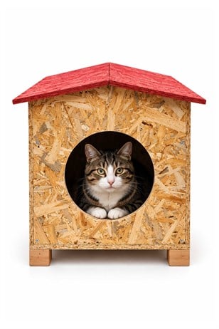 Melada Kedi Evi Dış Ortam Uygun Ahşap Kedi Evi OSB 39x37x34 cm MLD0CAT08