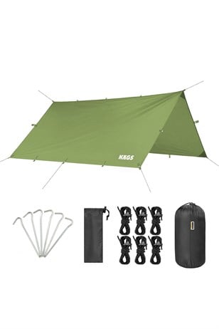 Haegs Tarp Gölgelik Tente, Taşınabilir Örtü Branda Çok İşlevli Outdoor Açık Hava Kamp Seyahat Tente Branda Güneşlik Karavan Tente Yan Çadır Gölgelik - 300x300 cm - Yeşil
