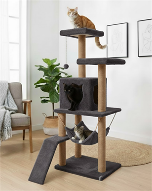 Reyo Pet S9 Kedi Tırmalama Kulesi Platformlu 124 cm Antrasit