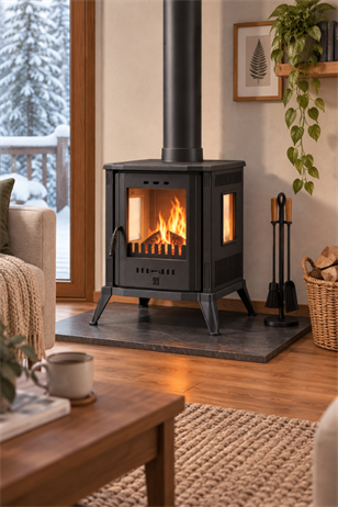 Reyo Stove Sisam Camlı Mini Döküm Soba