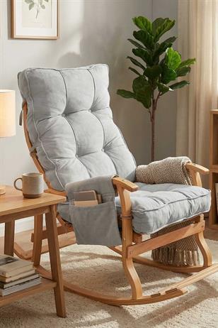 Reyo Santorini Kapitoneli Tv Koltuğu Baba Koltuğu Sallanan Sandalye Emzirme Koltuğu Dinlenme Koltuğu Açık Gri