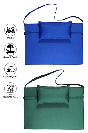 Reyo 2 ADET Taşınabilir Katlanır Plaj Havuz Minderi, Şezlong Minderi Kamp Yatağı Mavi/Yeşil 8899-8905
