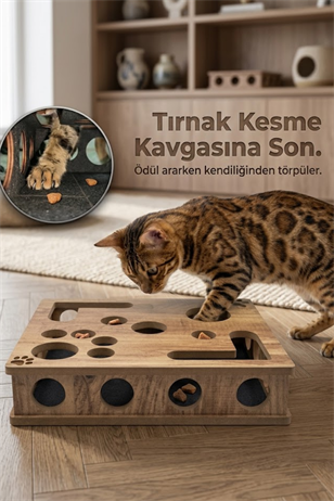 Reyo Pet KediKür Kedi Tırmalama ve Oyun Kutusu – Tırnak Törpüleyici İnteraktif Kedi Oyuncağı