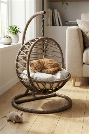 Reyo Pet Lüxperi Kedi Salıncağı & Kedi Yatağı & Kafesi 38x45x65 cm Kahve
