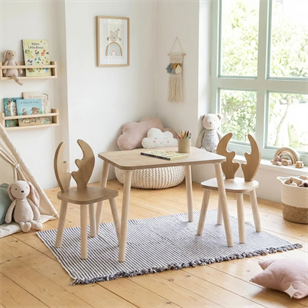 Alfa Country Montessori Geyik Sandalyeli Çalışma Masası 2 Sandalye 1 Masa Kahverengi
