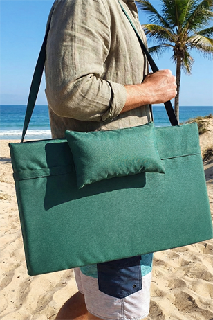 Bysay Taşınabilir Katlanır Plaj Havuz Şezlong Minderi Kamp Yatağı Minderi Haki