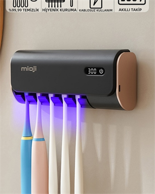 Mioji Mio Uv5f Pro 2600mah Şarj Edilebilir Uv Sterilizatörü Diş Fırçası Tutucusu Siyah