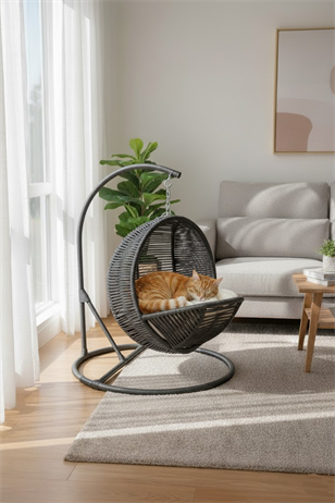 Reyo Pet Kedi Salıncağı & Kedi Yatağı & Kafesi Antrasit