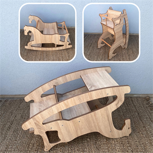 Reyo 3in1 Montessori Sallanan At, Mama Sandalyesi, Aktivite Masası