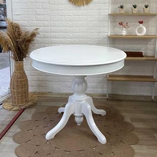 Reyo 90cm Açılır Yuvarlak Baba Ayaklı Masa Beyaz