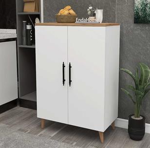 Enda Home 3 Raflı 2 Kapaklı Çok Amaçlı Dolap Beyaz - Atlantik Çam
