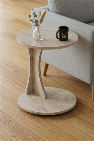 Reyo Falez Yan Sehpa Modern C Sehpa Minimal Tasarım Yuvarlak Orta Sehpa Salon Koltuk Yanı