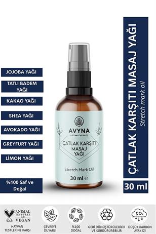 Avyna Çatlak Karşıtı Masaj Yağı 30 ml Cam Şişede %100 Doğal Selülit Karşıtı