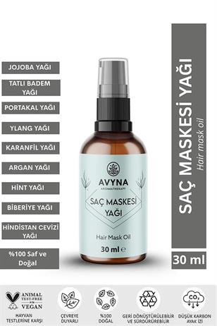 Avyna Saç Maskesi Yağı 30 ml Cam Şişede %100 Saf Ve Doğal