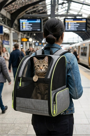 Reyo Brave Paws Plastik Fileli Piramit Model Yıkanabilir Kedi ve Köpek Çantası Gri