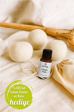 Reyo 3'lü Çamaşır Yün Kurutma Topu + %100 Saf Limon Esansı Hediye - Doğal ve Çevre Dostu