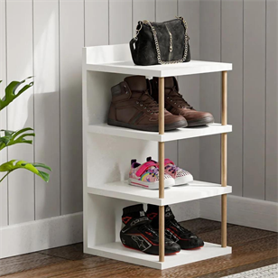 interGO Çok Amaçlı 4 Raflı Ayakkabılık, Banyo, Mutfak Düzenleyici Organizer Beyaz