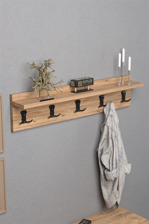Reyo Falez Askılık Duvar Elbise Askılığı Portmanto 80 Cm Ceviz