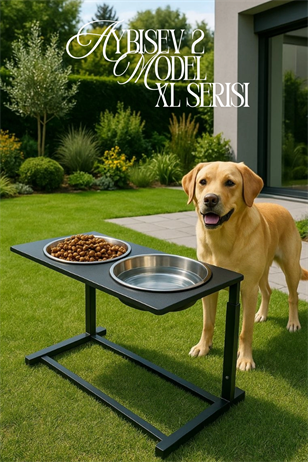 Reyo OK-AY Store Aybisev 2 Model XL Büyük Irk Köpekler İçin Yüksekliği Ayarlanabilir Mama Su Standı Siyah