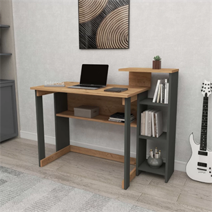 Enda Home SAYE 5 Raflı Kitaplıklı Çalışma Masası Atlantik Çam - Antrasit