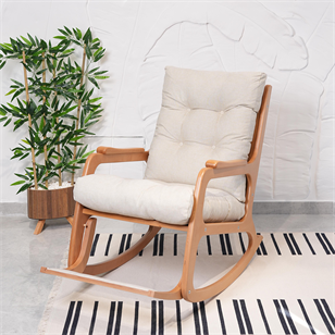 Asedia Kontes Naturel Krem Dolgu Minderli Sallanan Sandalye Dinlenme Koltuğu