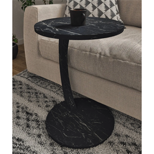 interGO Tekerlekli C Sehpa Koltuk Sehpası Yan Sehpa Zigon Sehpa Servis Sehpası Siyah