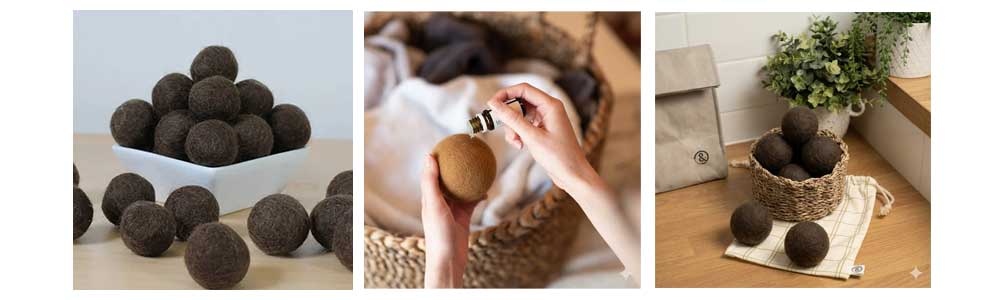 Sepet içinde Reyo yün kurutma topları