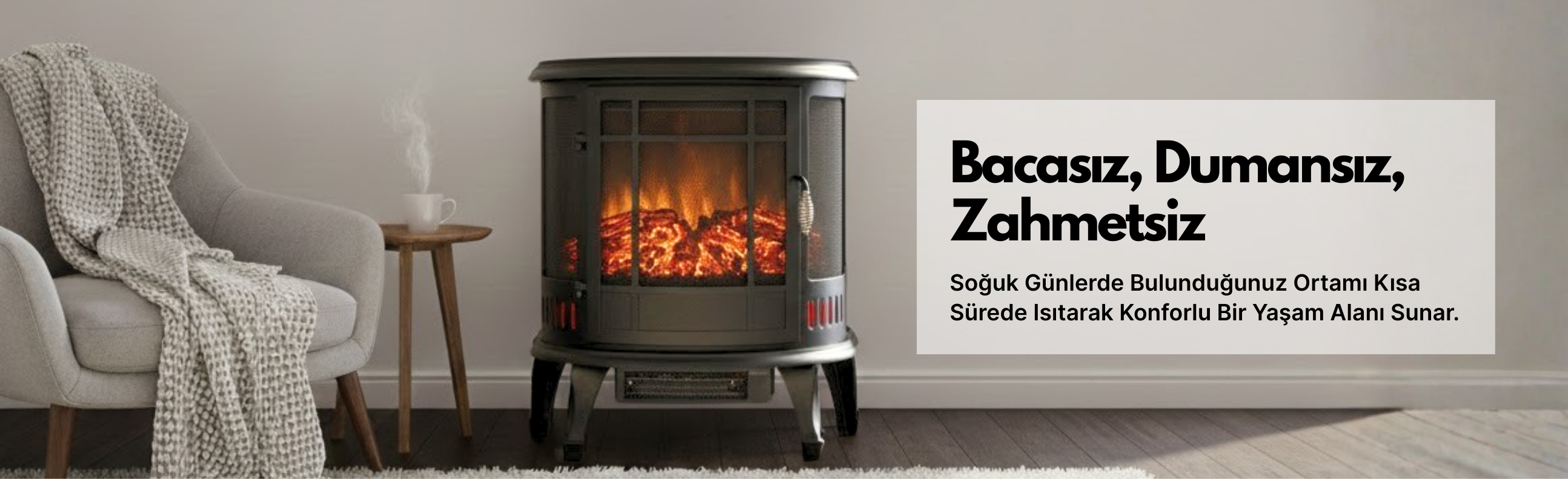 Odun efektli dekoratif elektrikli şömine