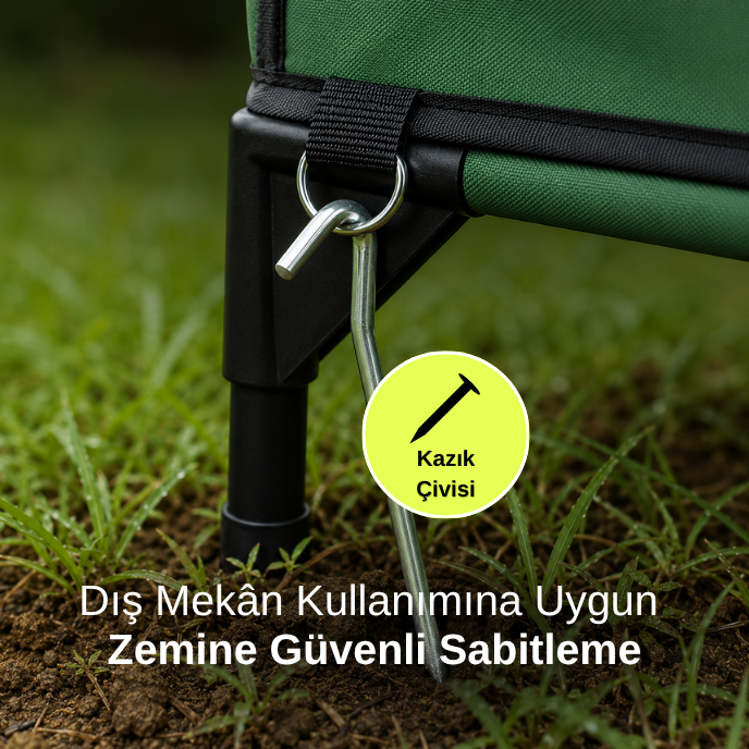 Dış mekân kullanımına uygun güvenli sabitleme sistemi