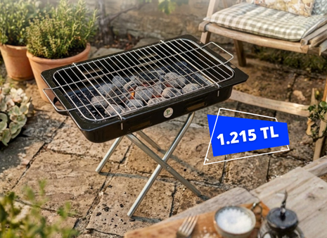 Pratik Outdoor Portatif Katlanır Ayaklı Emaye Çantalı Mangal
