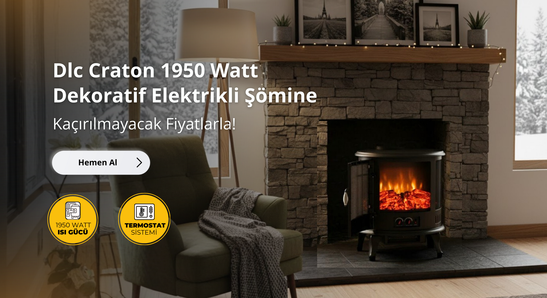 Dlc Craton 1950 Watt Dekoratif Şömine