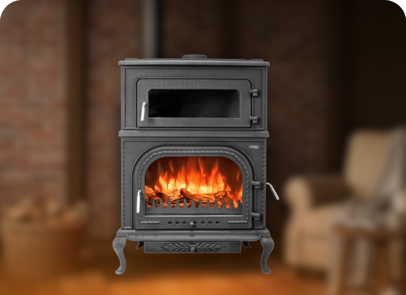 Volkan V-61H Üç Camlı Yan Kapak Fırınlı Döküm Soba