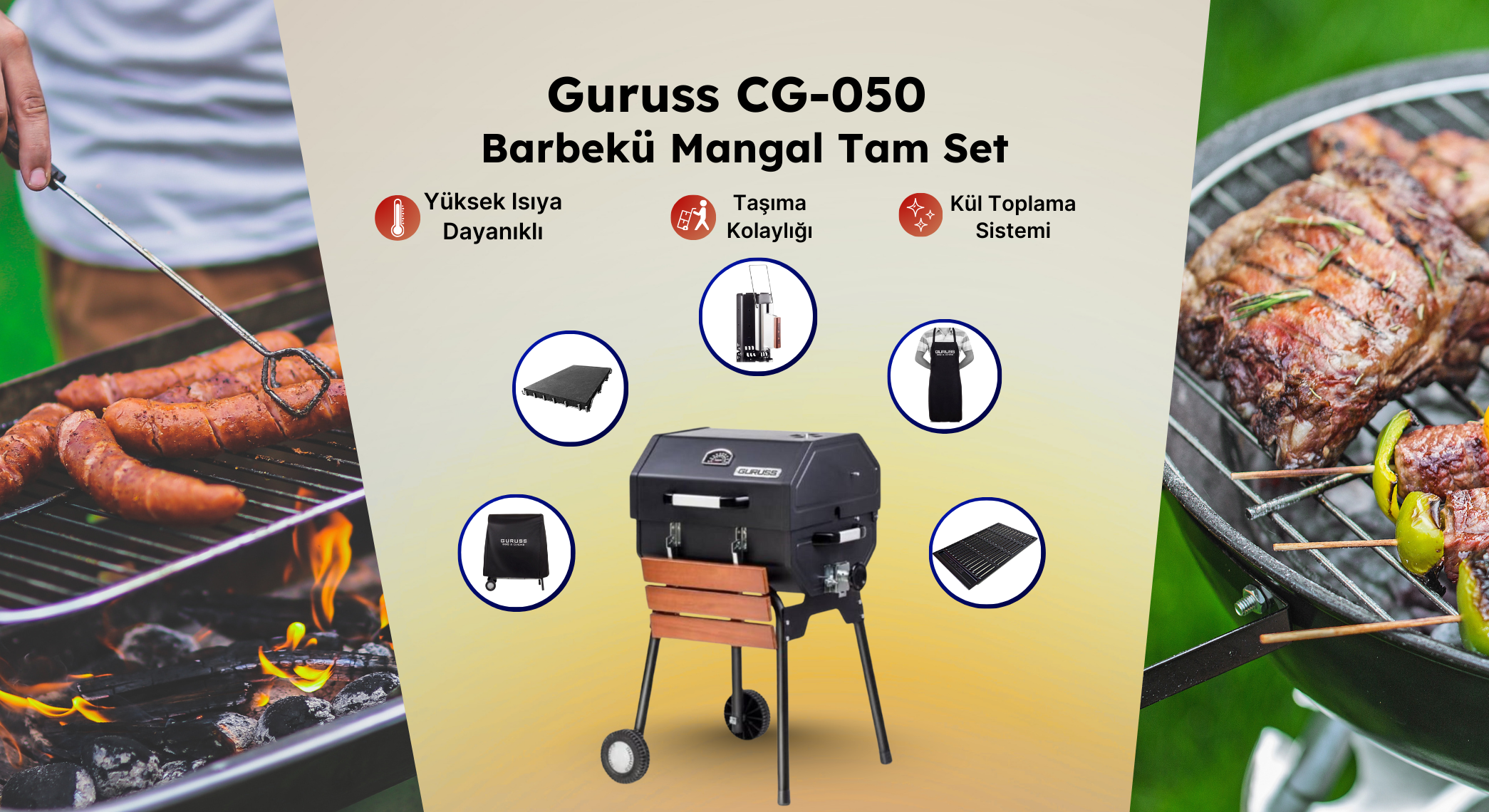 Guruss CG-050 Barbekü Mangal Seti 