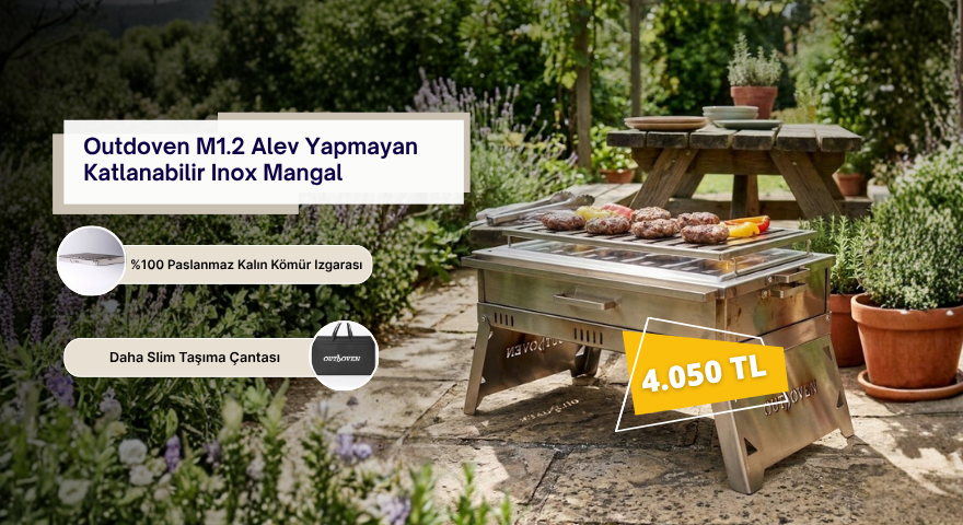 Outdoven M1.2 Alev Yapmayan Katlanabilir Inox Mangal