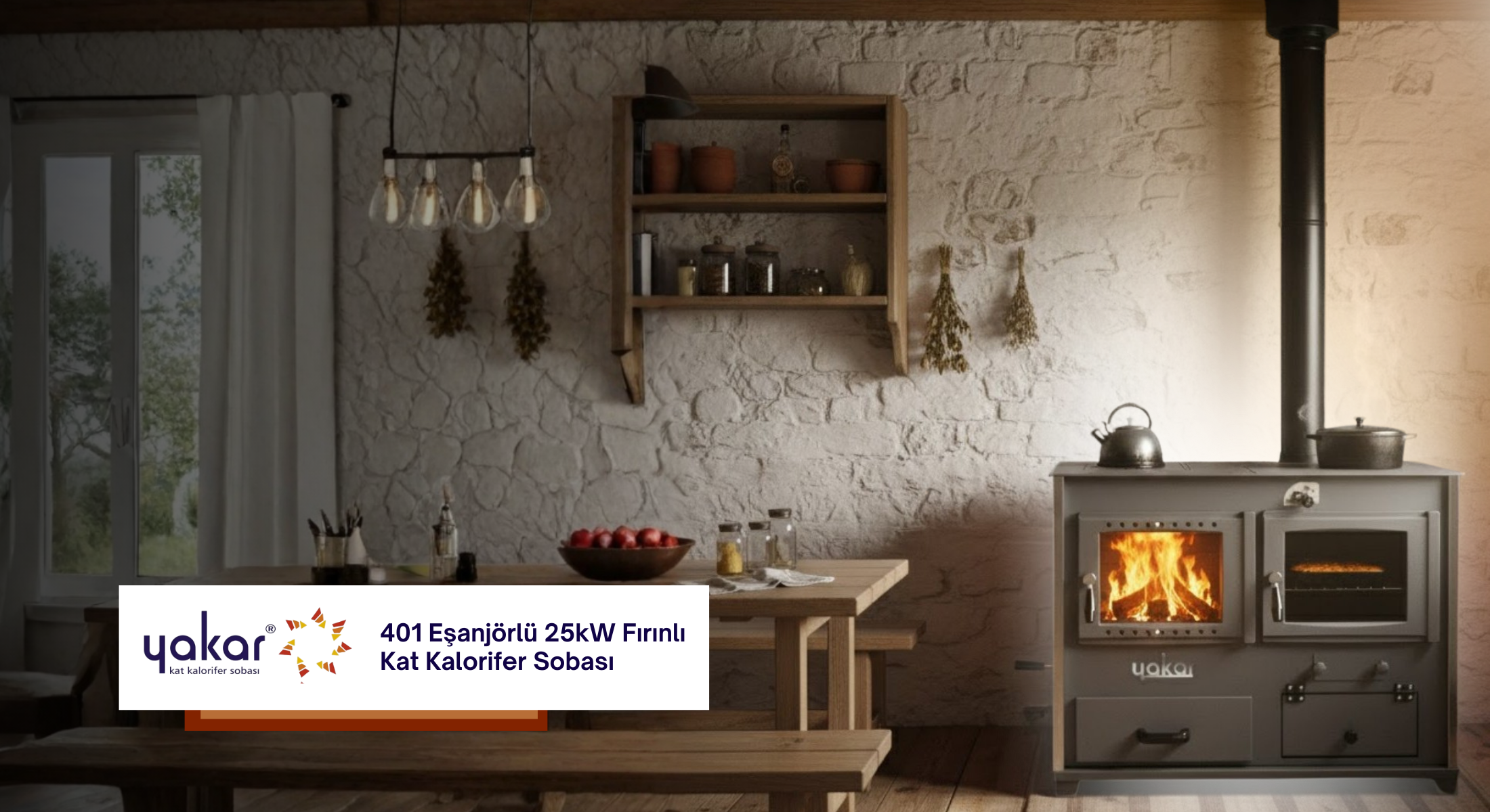 Yakar 401 Eşanjörlü 25kW Fırınlı Kat Kalorifer Sobası