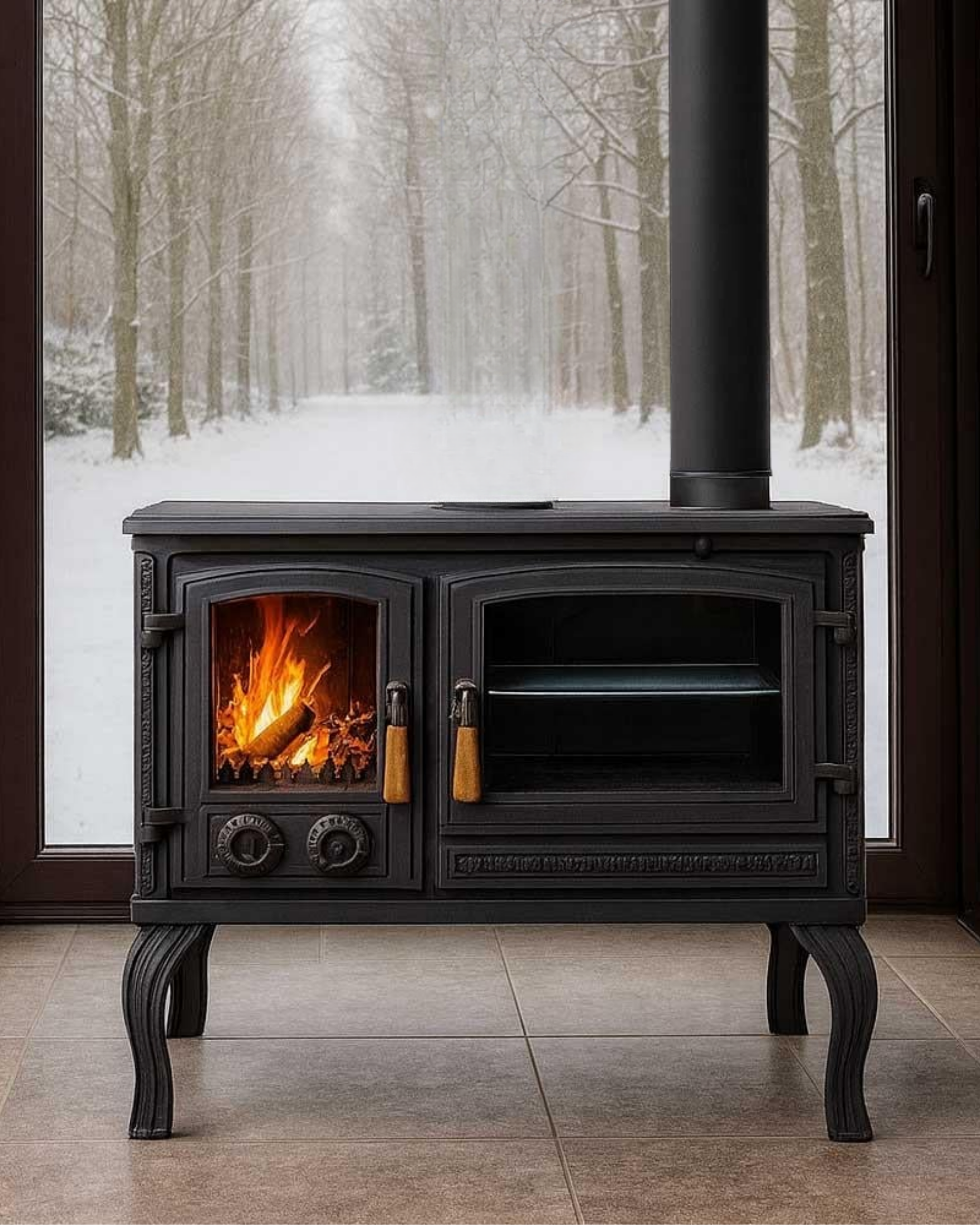 Volkan V-03 Fırınlı Kuzineli Şömine Soba