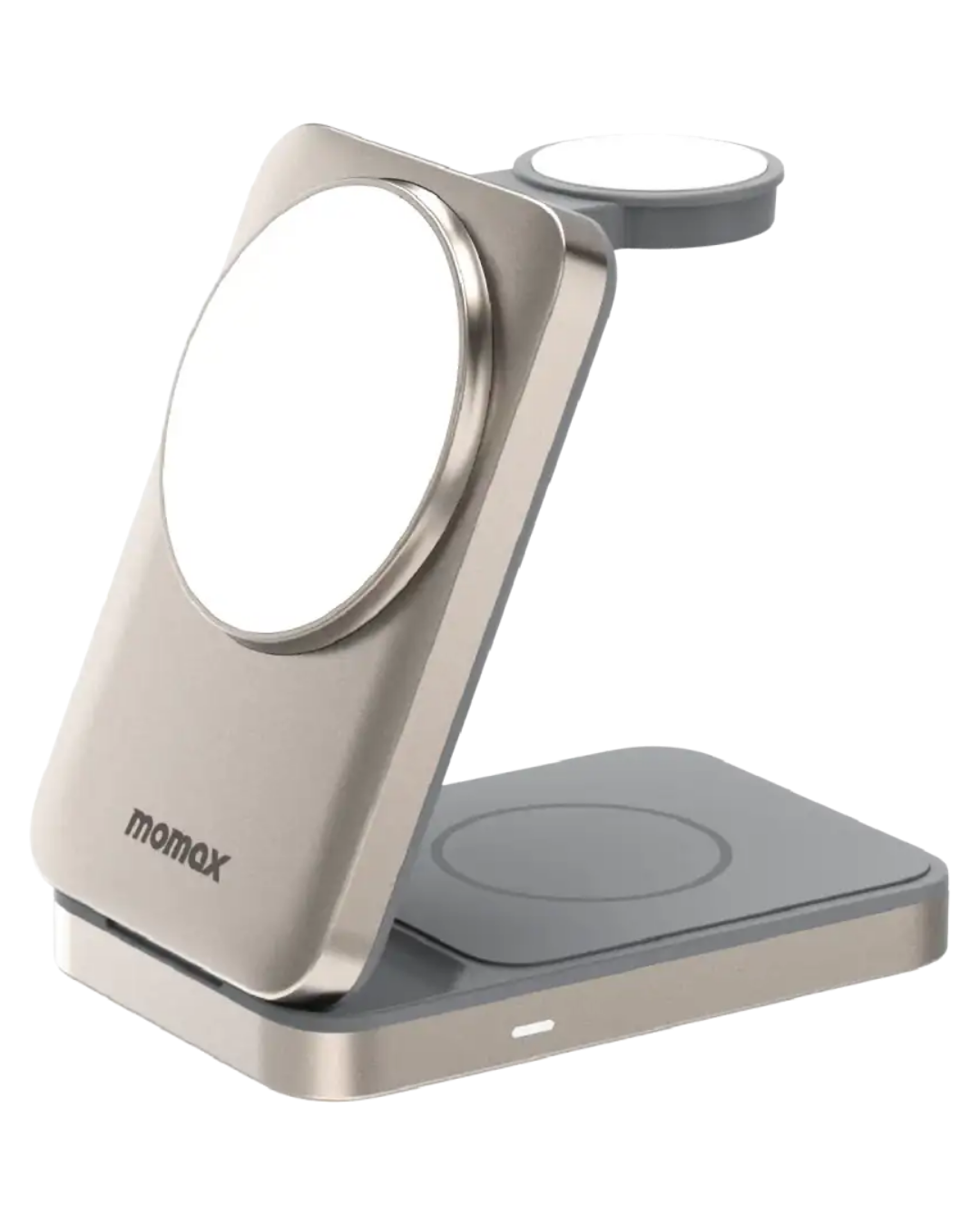 Momax UD36L 1-Charge Q.Port 3-in-1 Katlanabilir Qi2 15W Manyetik Kablosuz Şarj Standı - Titanyum