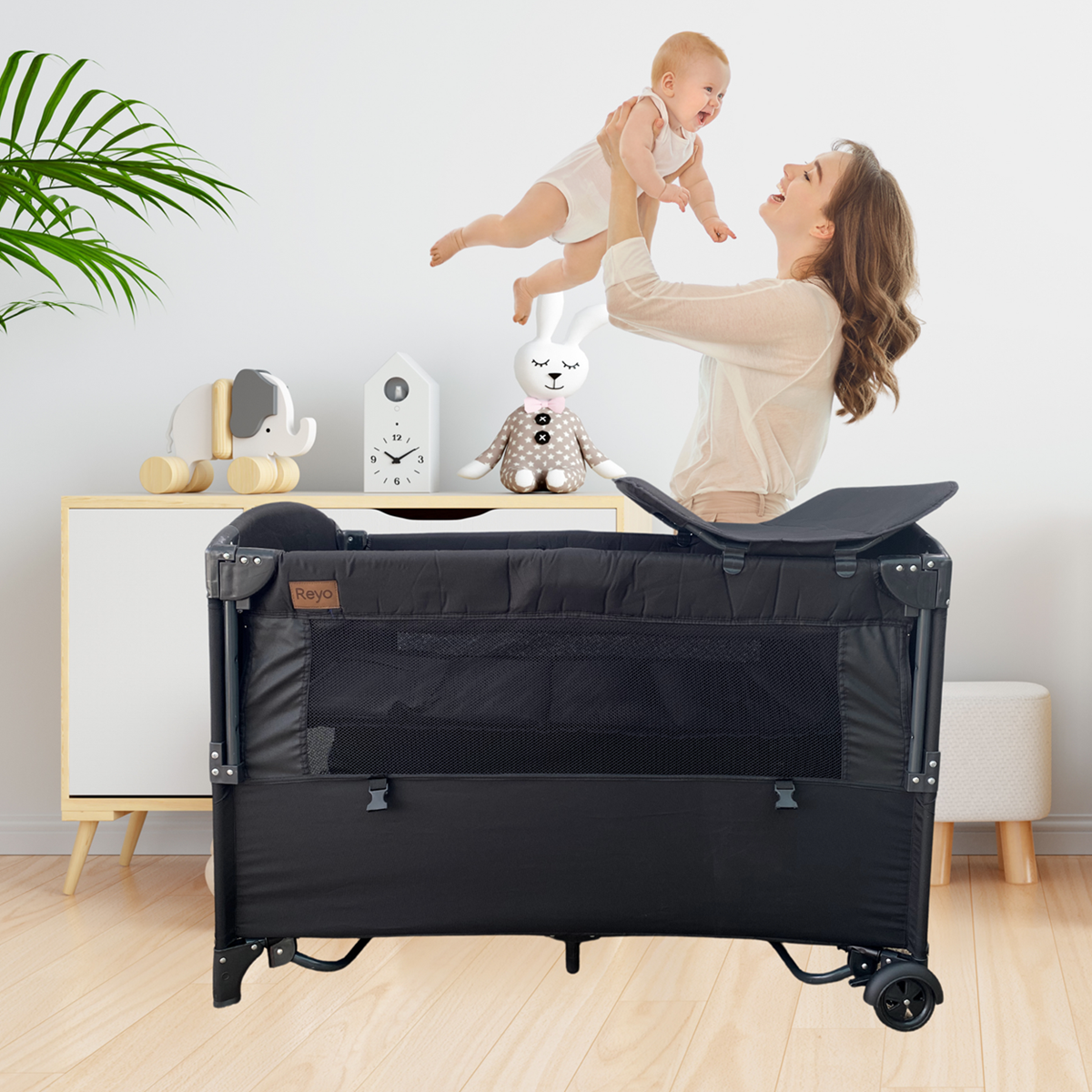 Reyo Premium Anne Yanı Park Yatak 70x110 cm Siyah