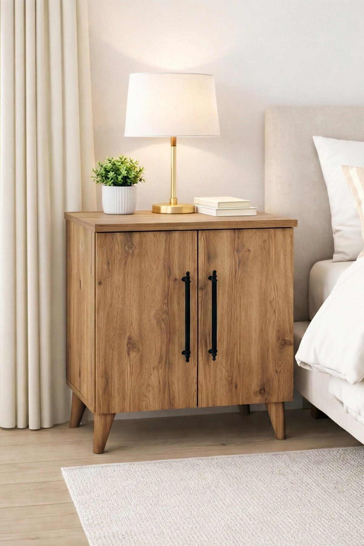 Enda Home Lumen 2 Kapaklı Raflı Klasik Komodin Atlantik Çam