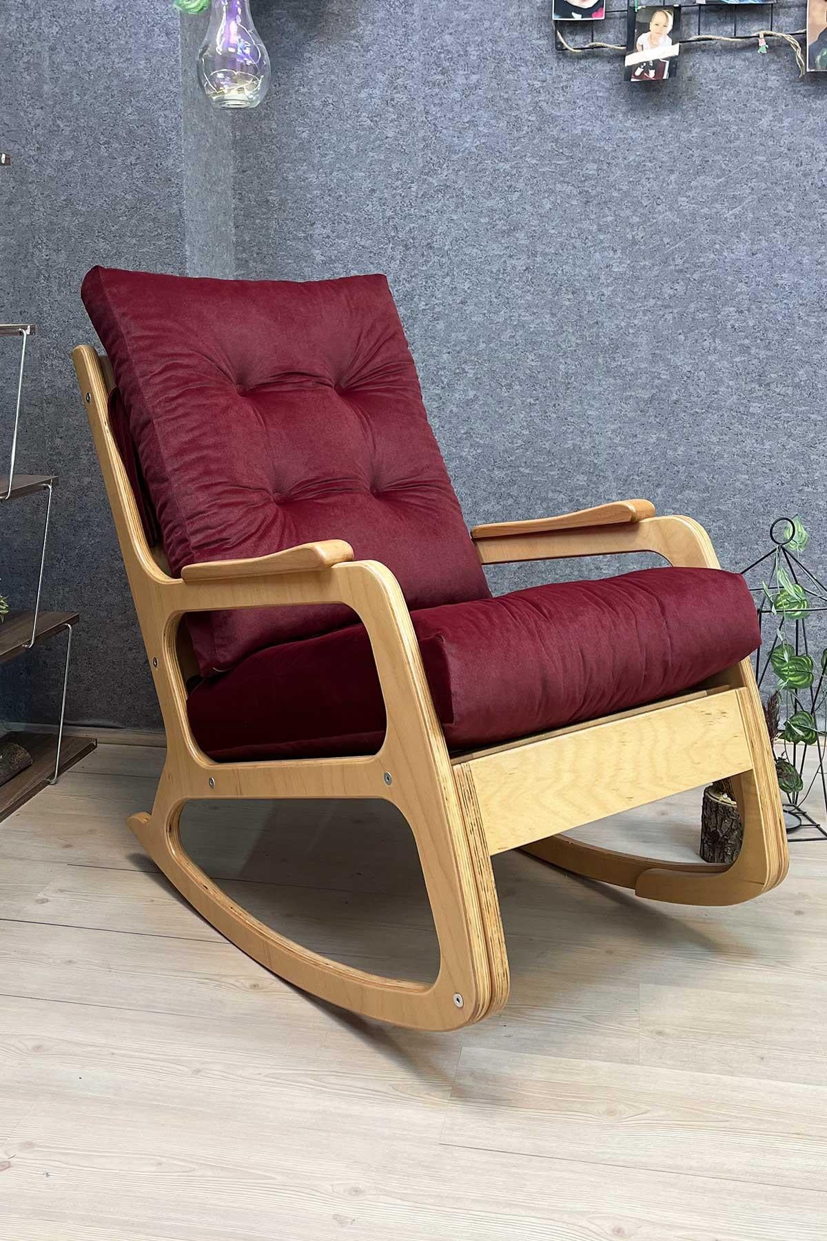 Asedia Kontes Naturel Bordo Dolgu Minderli Sallanan Sandalye Dinlenme Koltuğu Baba Koltuğu