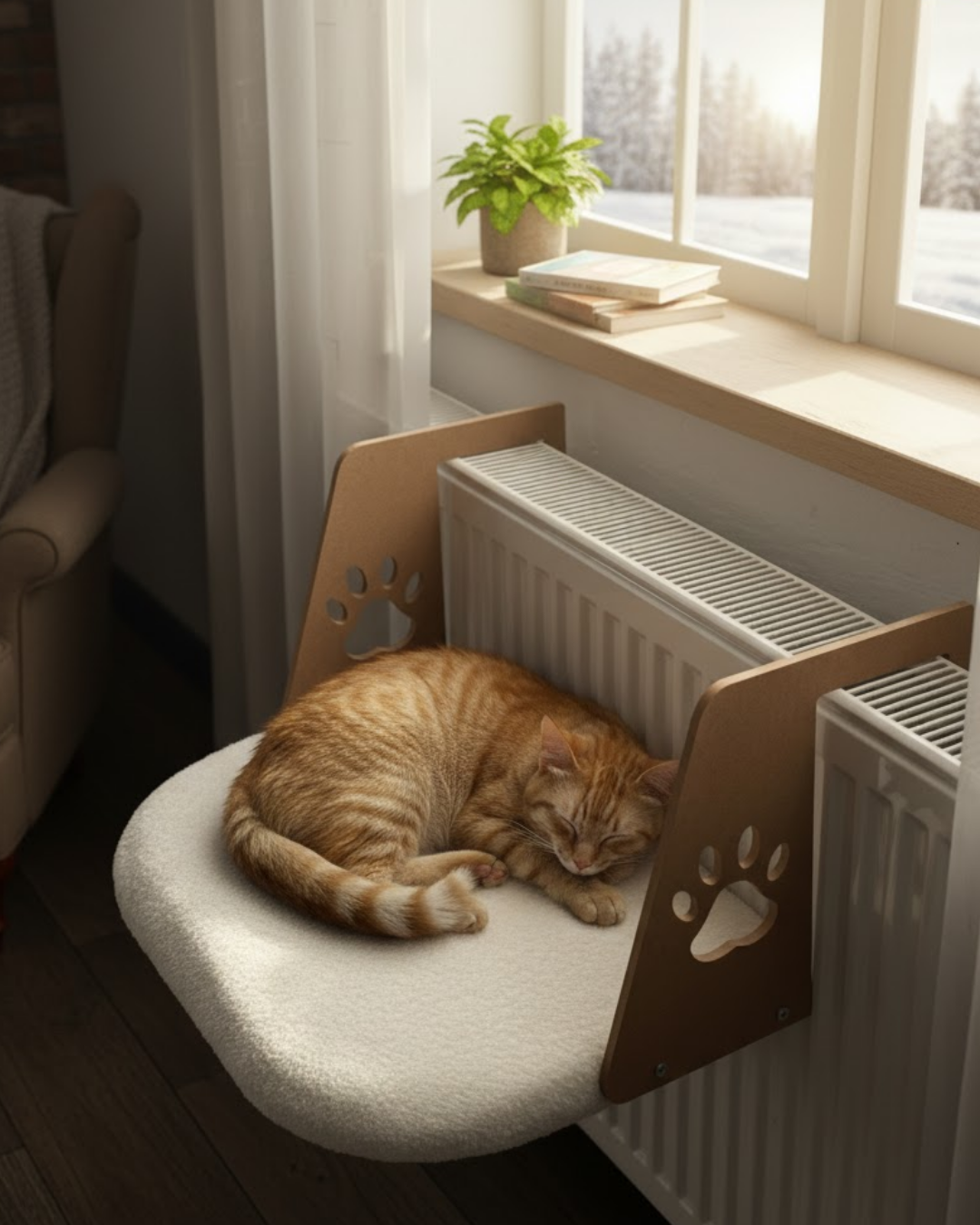 Reyo Pet Kalorifer Petek Radyatöre Asılabilen Kedi Köpek Yatağı Peluş Beyaz